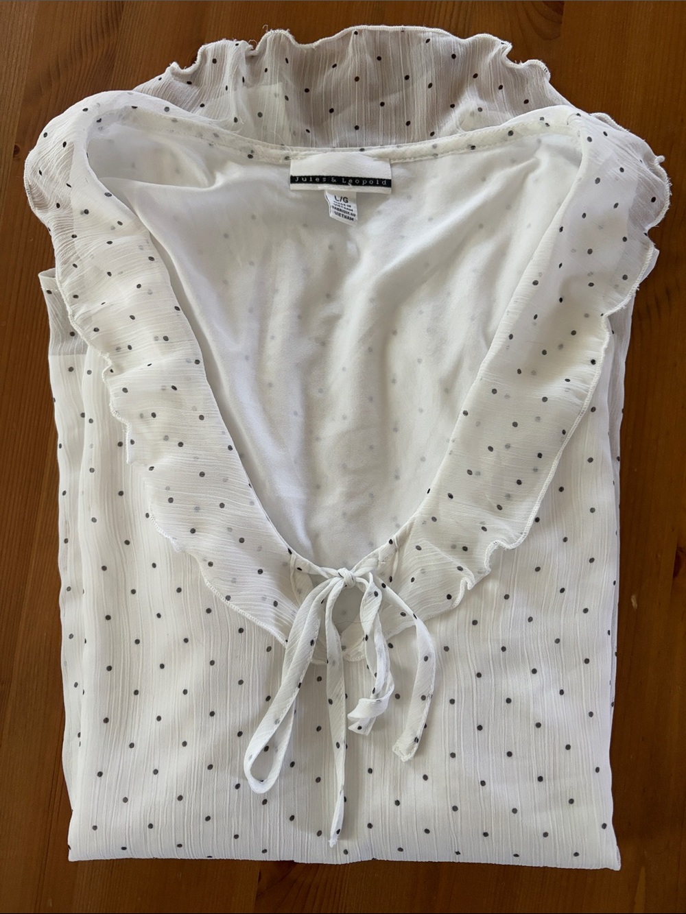 Jules & Leopold White Polka Dot Ruffle Tie-Front Camisole